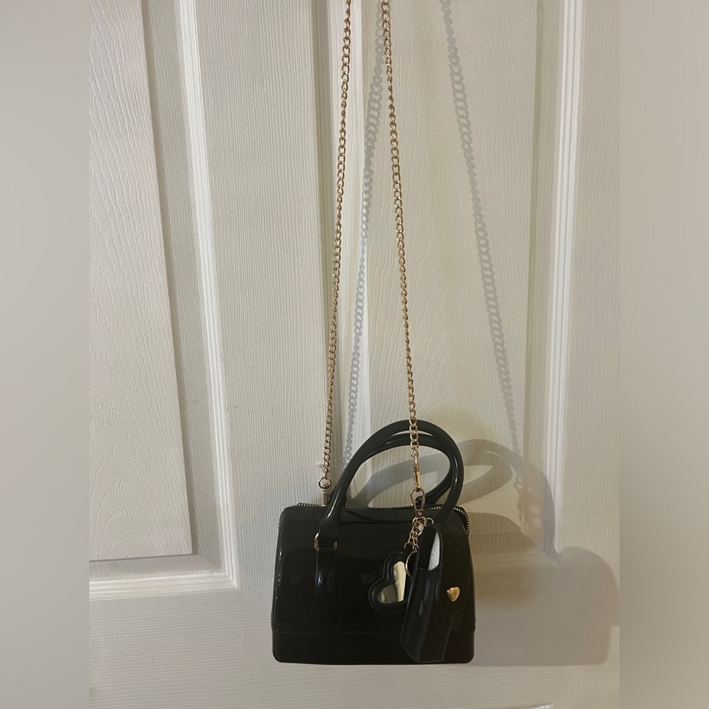 Black Patent Leather Crossbody Purse. NEW